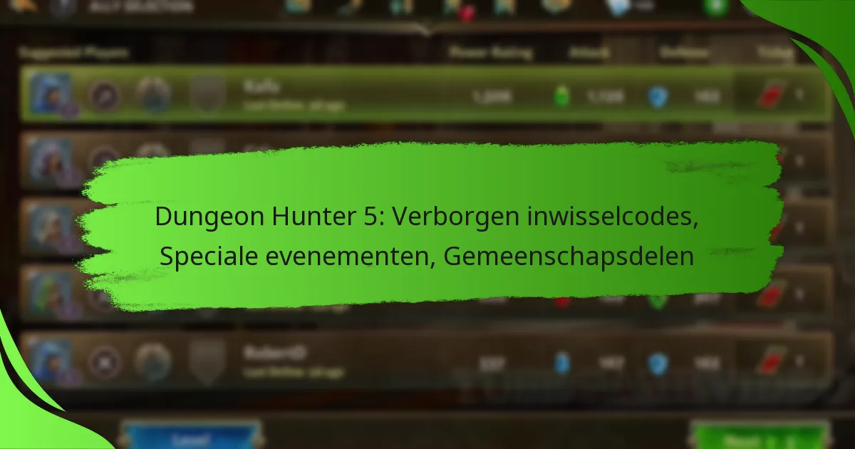 Dungeon Hunter 5: Verborgen inwisselcodes, Speciale evenementen, Gemeenschapsdelen