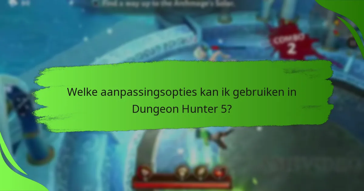 Welke aanpassingsopties kan ik gebruiken in Dungeon Hunter 5?